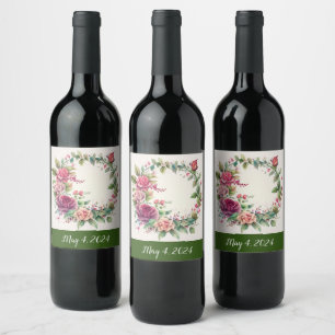 Enchanting Watercolor Floral Custom Creations Wine Label