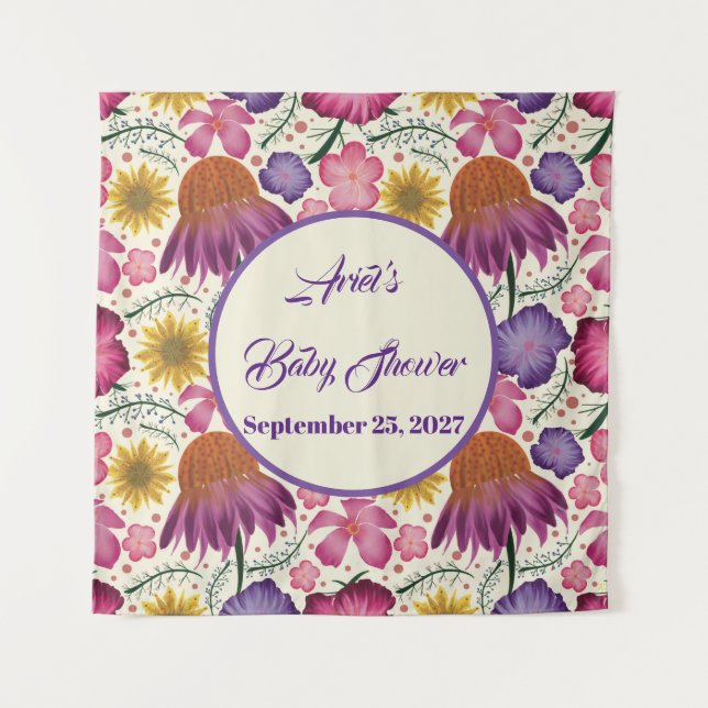 Enchanting Wildflower Baby Shower  Tapestry (Front)