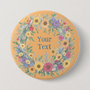 Enchanting Wildflower Wreath Lapel Decoration 3 Inch Round Button