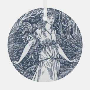 Enchanting William Morris–Style Woodland woman Glass Ornament