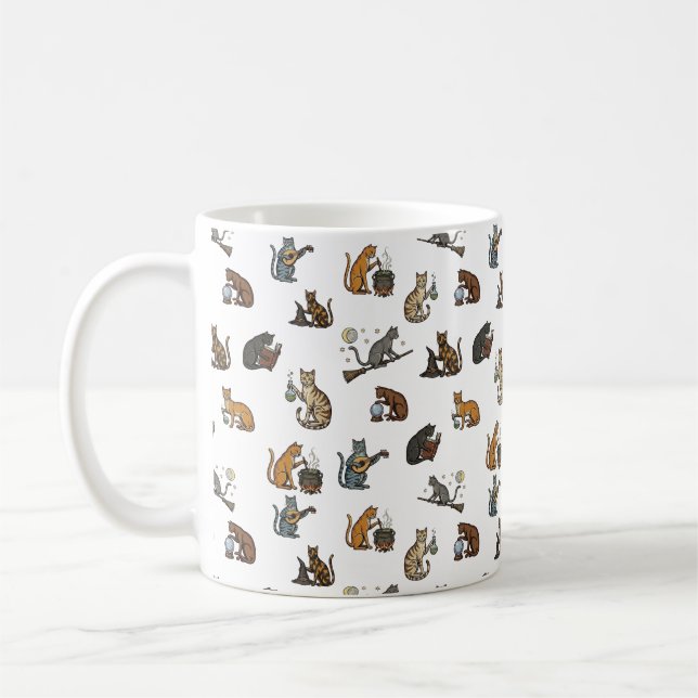 Enchanting Witchy Cats - Magical Feline Adventure Coffee Mug (Left)