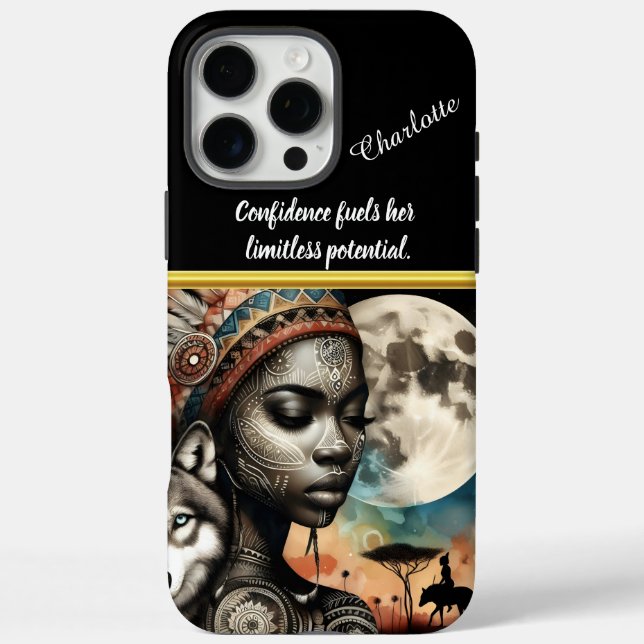 Enchanting woman with wolf under moon Case-Mate iPhone case (Back)