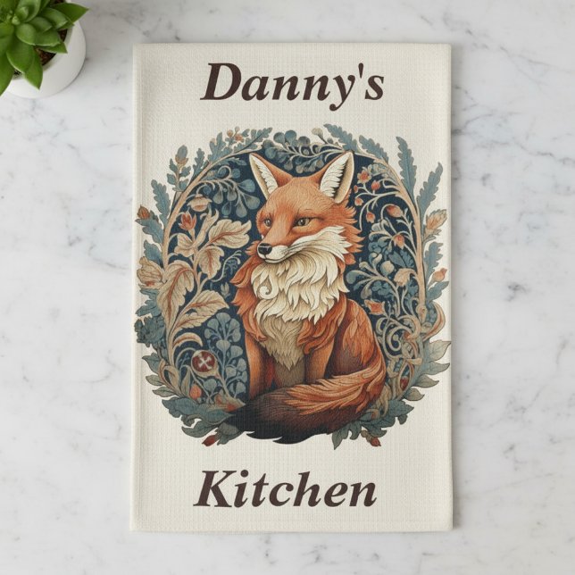 Enchanting Woodland Fox with Custom Name Kitchen Towel (Creator Uploaded)