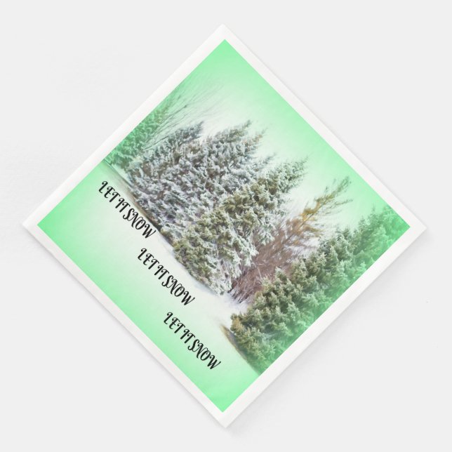 Enchantment of Winter Pine Trees Green Glow Napkin (Corner)