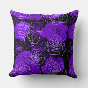 Enchantment Purple Roses Floral Throw Pillow