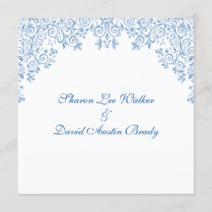 Enchantment White And Blue Wedding Invites