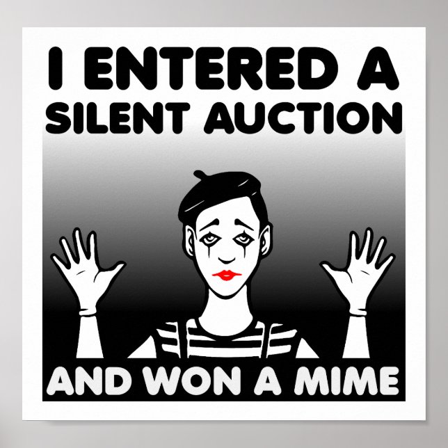 Enchères silencieuses Mime Drôle Poster (Devant)