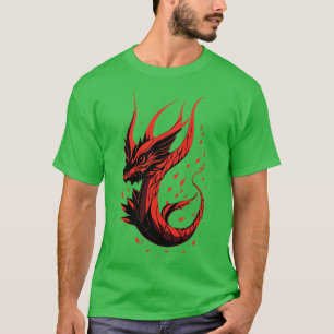 Enchng Dragon Vector Art Monochromatic Red FrontFa T-Shirt