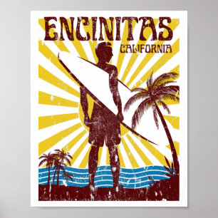 Encinitas Beach Men Women Girls Kids Poster