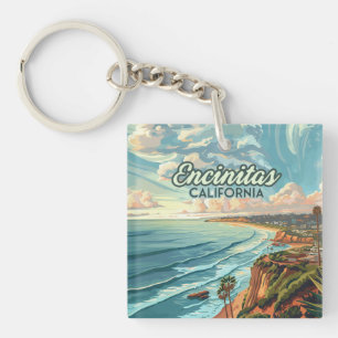 Encinitas California San Diego Beach Vintage Keychain