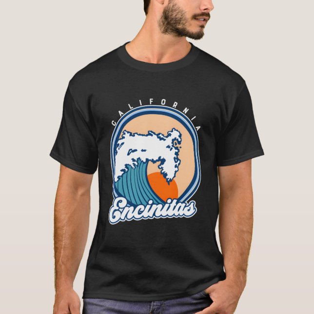 Encinitas California Surf Wave T-Shirt (Front)
