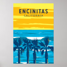 Encinitas California Travel Art Vintage