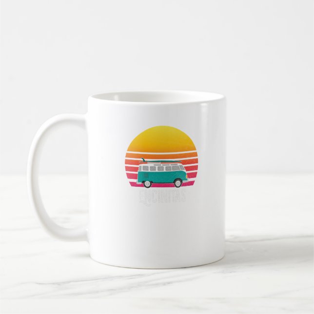 Encinitas Retro Sunset Surfing Hippie Van Graphic Coffee Mug (Left)