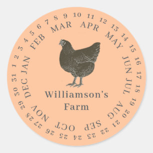Encircled Date Egg Carton Labels Peach Fuzz Orange