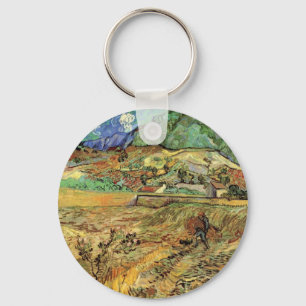 Enclosed Wheat Field w Peasant by Vincent van Gogh Keychain