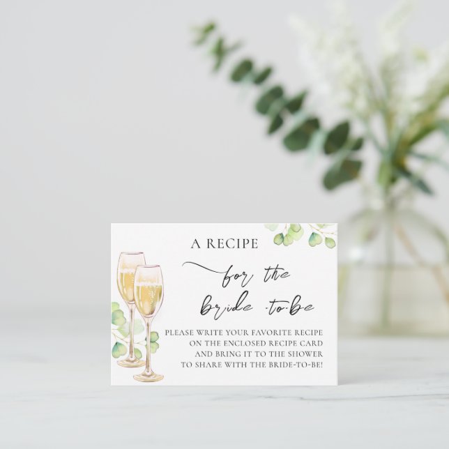 Enclosure Card "A RECIPE" for the bridel shower (Standing Front)