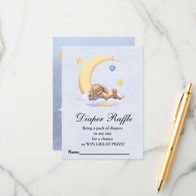 Enclosure Card Baby shower Diaper Raffle. (Front/Back In Situ)