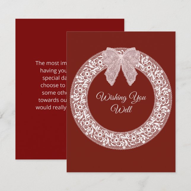  Enclosure Card Lace Bow Wedding Insert (Front/Back)