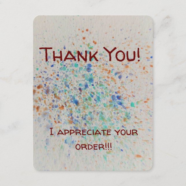 Enclosure card-Order Thank You message (Front)