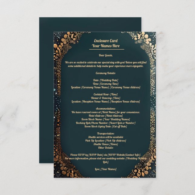 Enclosure card with small dotted design florals (Front/Back)