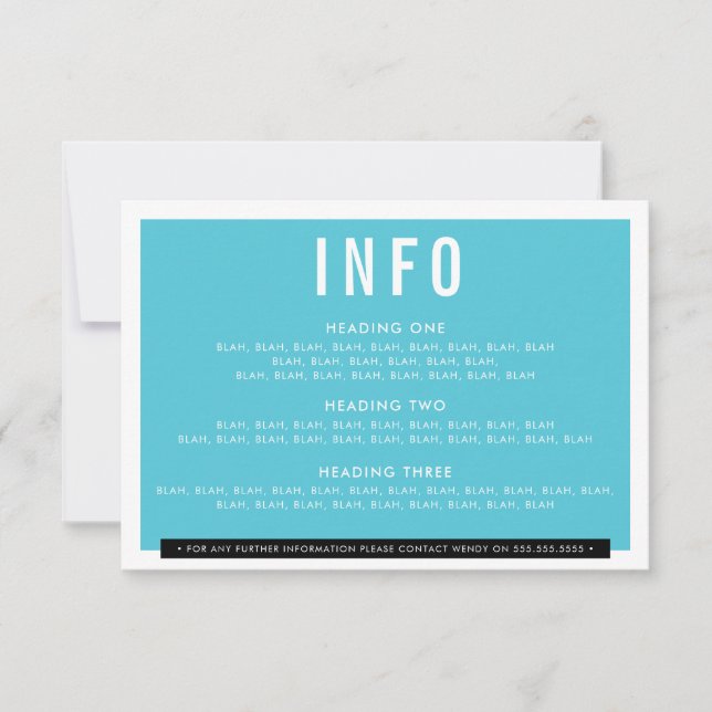 ENCLOSURE DETAIL fun bold block black turquoise RSVP Card (Front)
