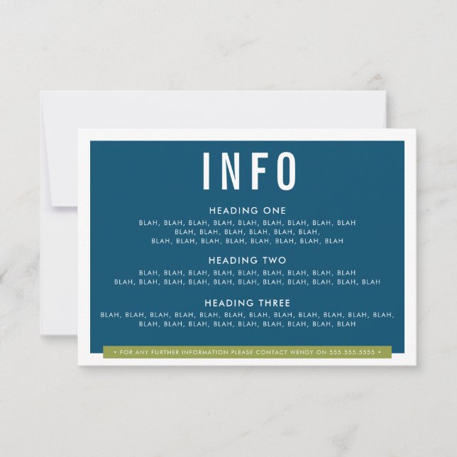 ENCLOSURE DETAIL fun bold block olive dark blue RSVP Card (Front)
