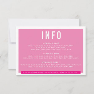 ENCLOSURE DETAILS fun block girly pretty pink RSVP Card