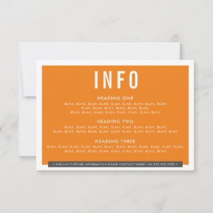 ENCLOSURE DETAILS fun bold block grey orange RSVP Card