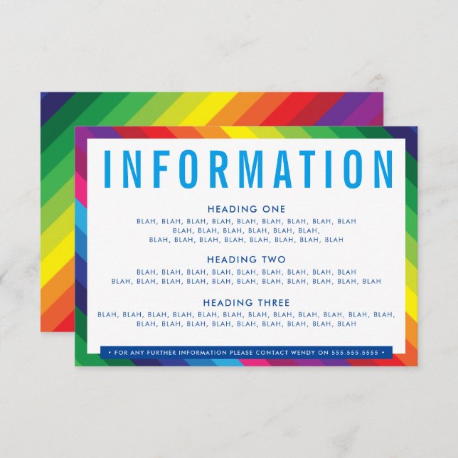 ENCLOSURE DETAILS fun colourful rainbow stripe RSVP Card (Front/Back)