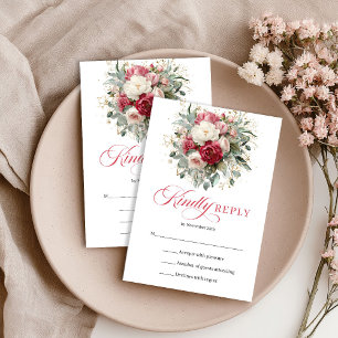 Enclosure RSVP Floral Boho Luxueux Rouge Blanc