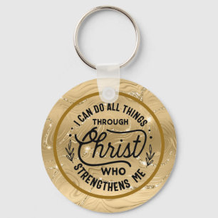 Encourage Bible Verse with Elegant Shiny Gold Keychain