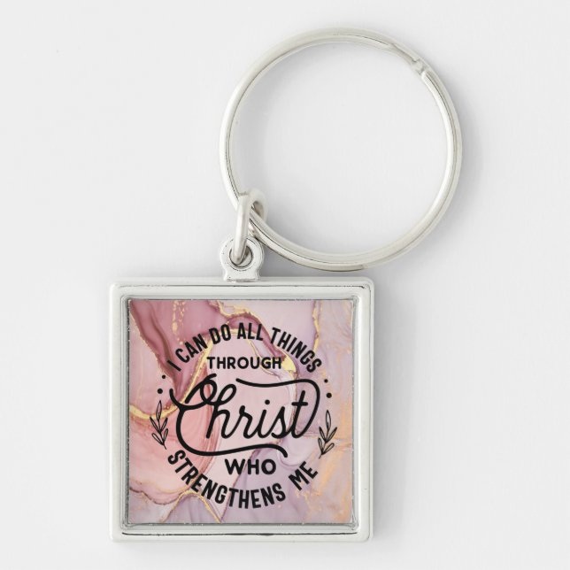 Encourage verses with golden marble background keychain (Front)