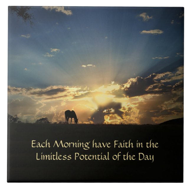 Encouragemen Faith Inspirational Horse and Sunrise Tile (Front)