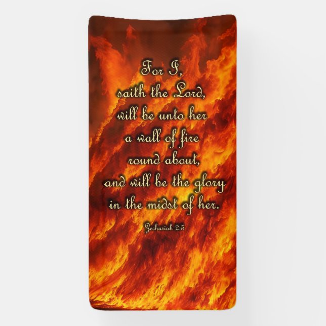Encouragement Banner - Zechariah 2:5 (Vertical)