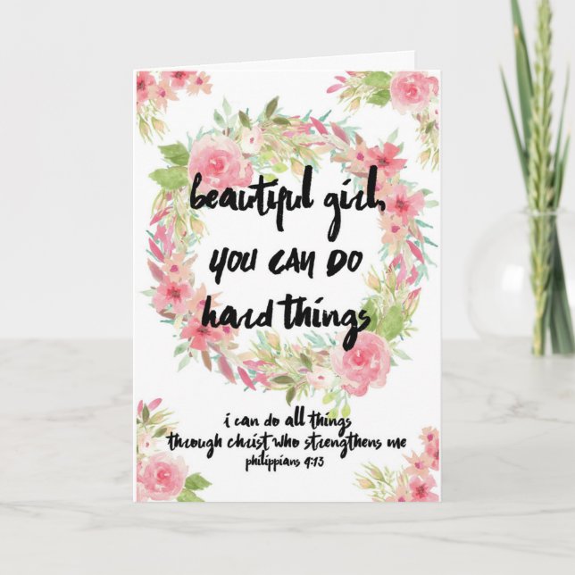 Encouragement Card Pink Roses With Scripture (Front)