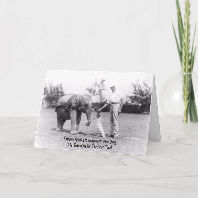 Encouragement - Elephant Playing Golf Card (Front)