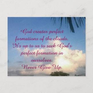 ENCOURAGEMENT: "NEVER GIVE UP ON GOD" POST CARD