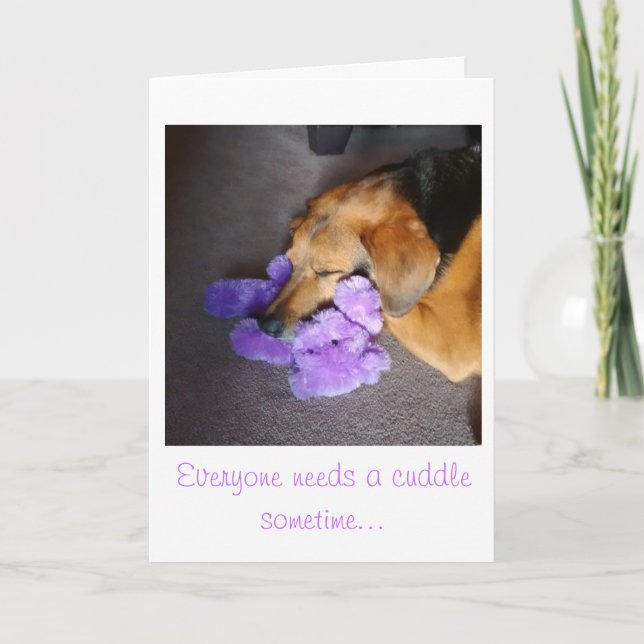 Encouragement Puppy takes Teddy Bear Cuddles Card (Front)