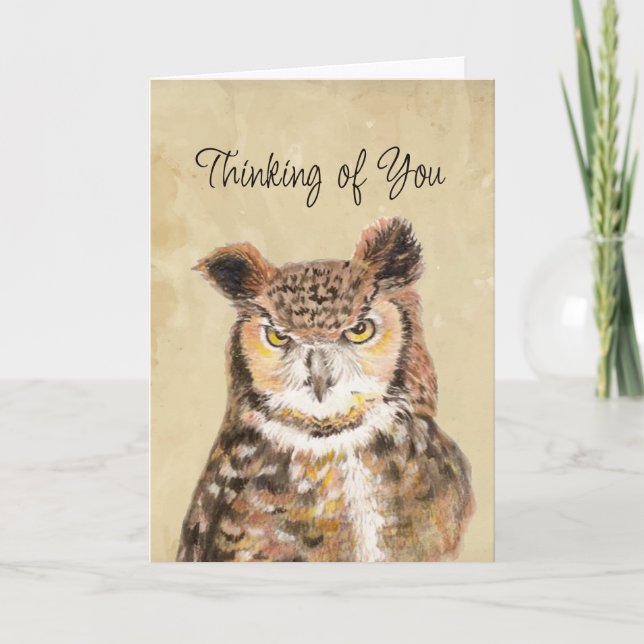 Encouragement Thinking of You Difficult Times Owl  Card (Front)