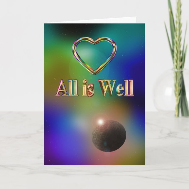 Encouragement universe cosmos rainbow planets card (Front)