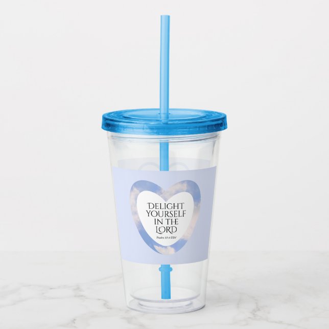 Encouraging and Uplifting Light Blue Bible Verse Acrylic Tumbler (Front)