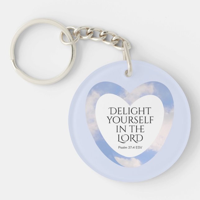 Encouraging and Uplifting Light Blue Bible Verse Keychain (Front)