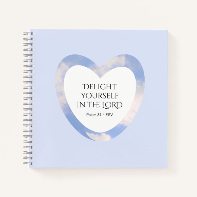 Encouraging and Uplifting Light Blue Bible Verse Notebook (Front)