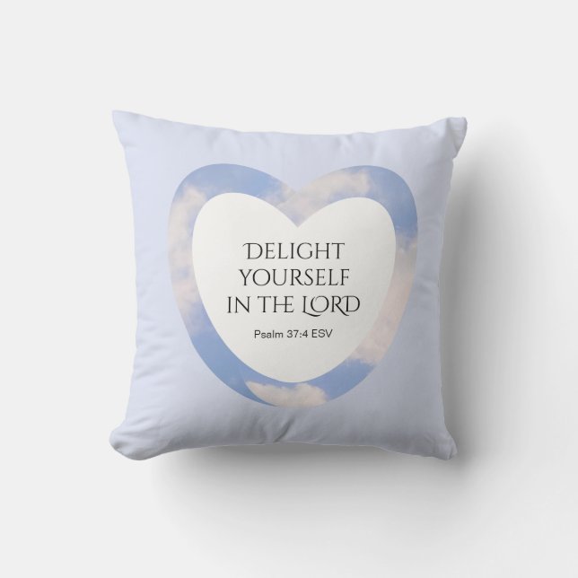 Encouraging and Uplifting Light Blue Bible Verse Throw Pillow (Front)
