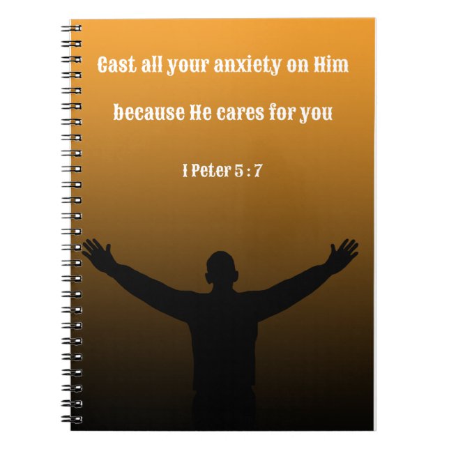 Encouraging Bible Verse 1 Peter 5 : 7 Notebook (Front)
