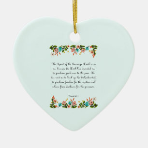 Encouraging Bible Verses Art - Isaiah 61:1 Ceramic Ornament
