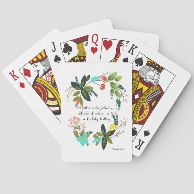 Encouraging Bible Verses Art - Psalm 68:5 Playing Cards (Back)