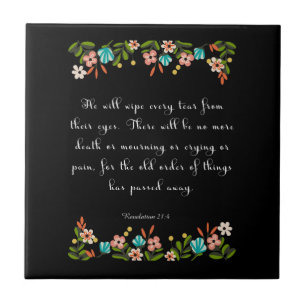 Encouraging Bible Verses Art - Revelation 21:4 Tile