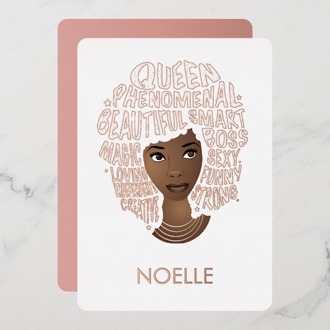 Encouraging Black Woman, Words of Affirmation Foil Holiday Card (Front/Back)