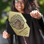 Encouraging Black Women, Gold Stroke Graduation Cap Topper<br><div class="desc">African American,  natural hair beauty featuring "queen,  phenomenal,  beautiful,  smart,  magic,  boss,  loved,  talented,  and fierce" and a flower nested in her afro on a gold brush stroke,  black background</div>